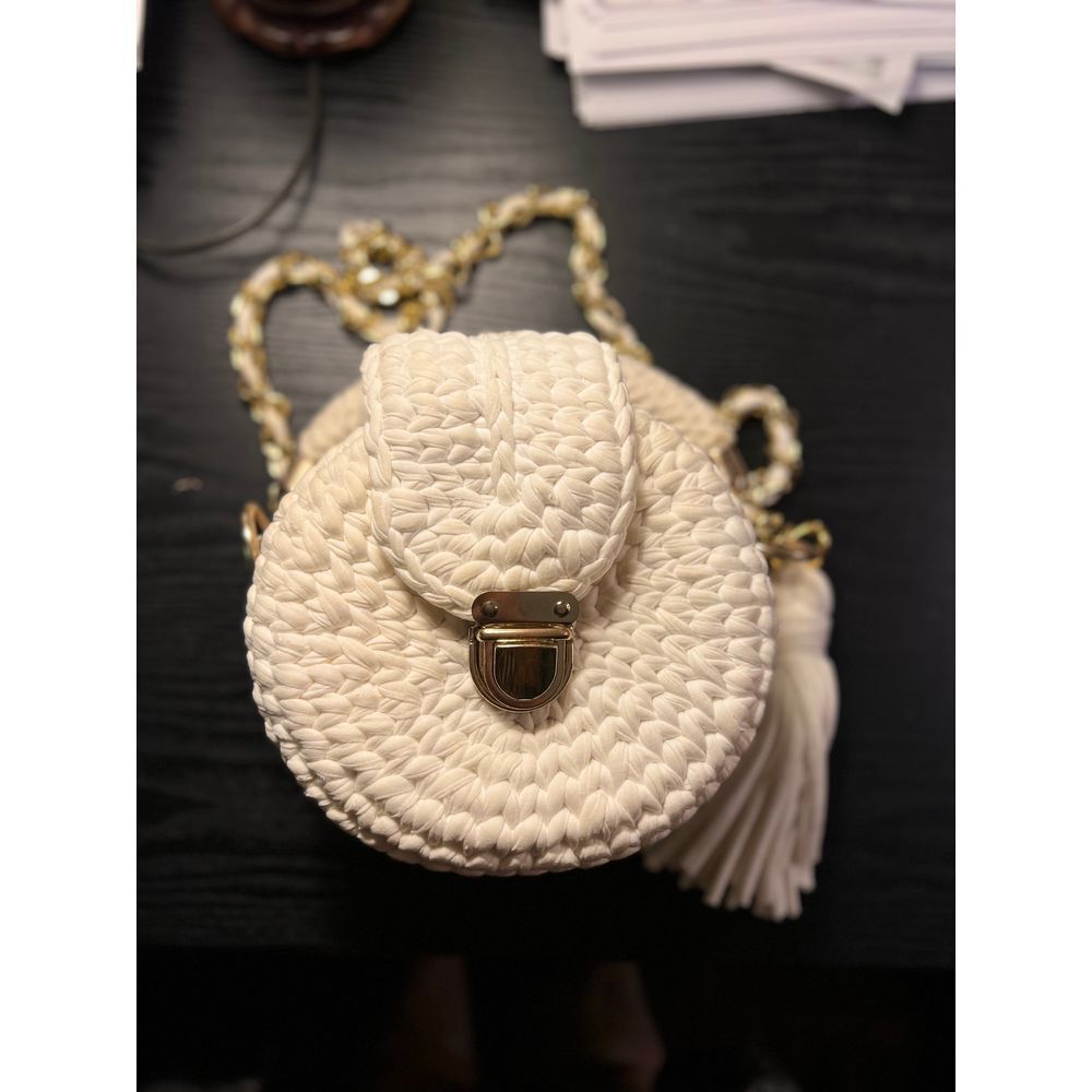 Handmade crochet white mini bag hand knitted‎ shoulder purse